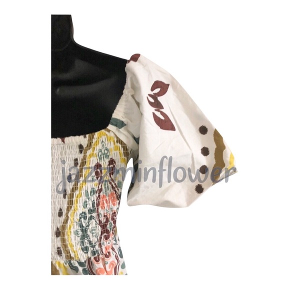 Gorgeous cream multi puff sleeve tiered maxi nap dress size small new - Picture 11 of 17